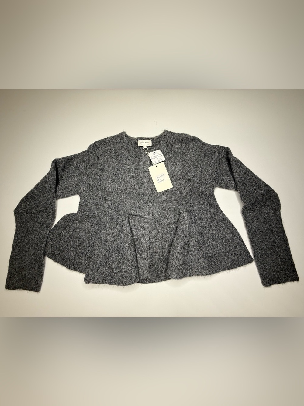 Women’s Charcoal Gray Peplum Knit Sweater Long Sleeve - Picture 2 of 9